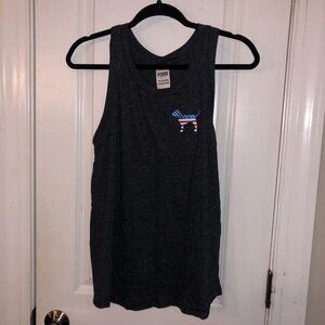 Pink V Secret black tank top tee size S USA flag colors